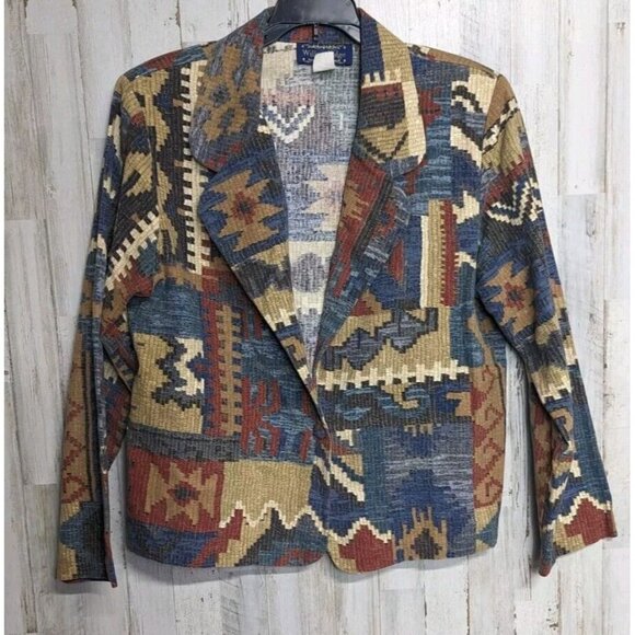 Vintage Southwest Tapestry Blazer 14 XL Aztec Yellowstone Willow Ridge - Picture 1 of 10